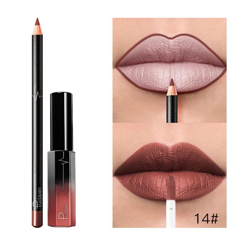 Pudaier 36 Color Matte Lip Gloss Lip Liner Matte Matte Lip Glaze Lipstick Pencil - VitaGlow Beauty Co.