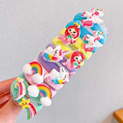 10Pcs/Set Cartoon Character Fruits Flower Elastic Scrunchies - VitaGlow Beauty Co.