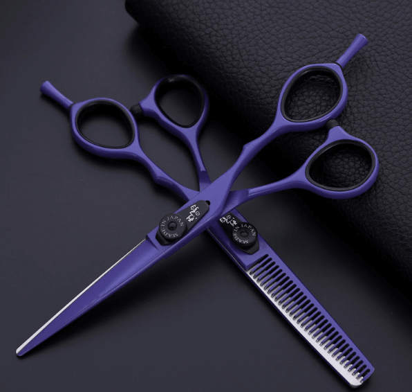 Professional Japan 440c 6 & 5.5 inch rainbow cut hair scissors set cutting shears thinning barber scissor hairdressing scissors - VitaGlow Beauty Co.