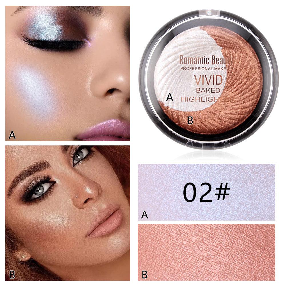 Romantic Beauty Two-Color Highlight Powder To Decorate The Face Pearl Light To Brighten The Lasting Highlight Powder - VitaGlow Beauty Co.