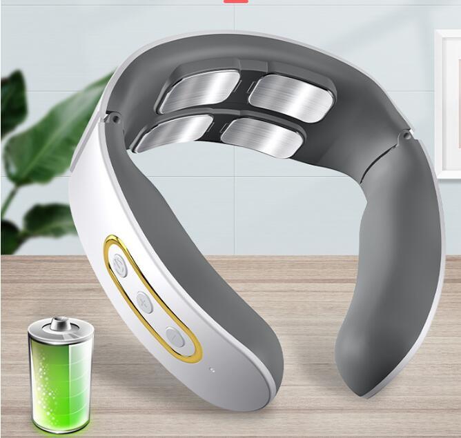 USB Rechargeable 4 Heads Cervical Spondylosis Massager Intelligent Whole Body Meridian Massage Pulse Kneading Heating Neck Protector - VitaGlow Beauty Co.