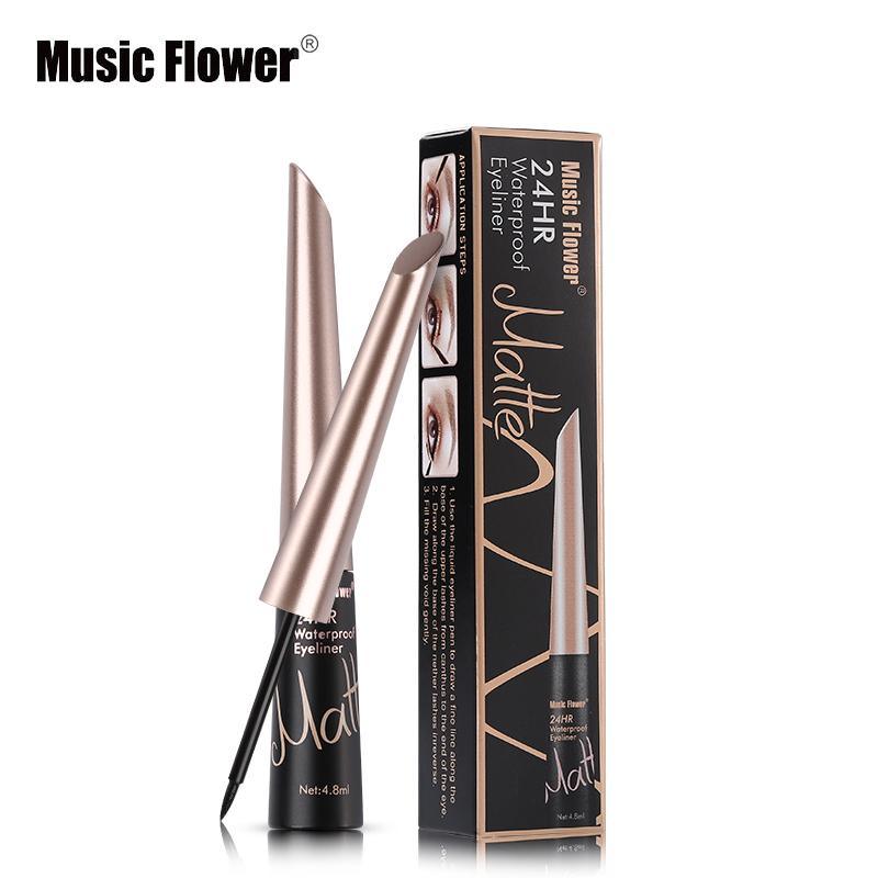 Music Flower Brand Waterproof Liqiud Eyeliner Pencil 24H Long-lasting Matte Eye Liner Delineador Black Eyelid Quick-Dry Makeup - VitaGlow Beauty Co.