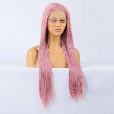 Synthetic Lace Wig Deep Part Long Straight Wig Ombre Pink Cosplay Wigs Synthetic Lace Wigs For Women - VitaGlow Beauty Co.