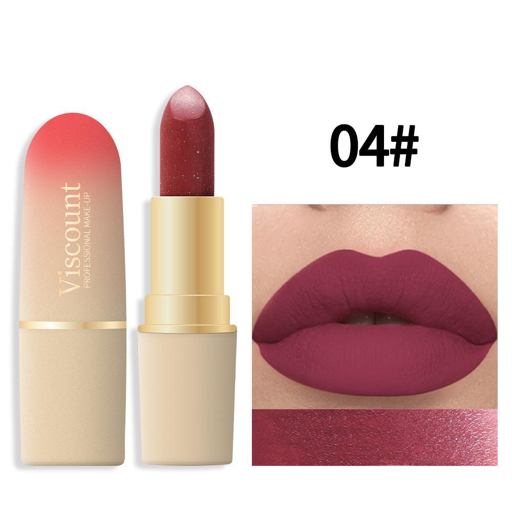 Waterproof And Durable Lipstick Velvet Fine Glitter Matte Lip And Cheek Dual-Use Lipstick - VitaGlow Beauty Co.