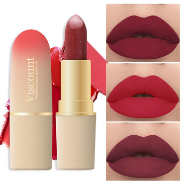 Waterproof And Durable Lipstick Velvet Fine Glitter Matte Lip And Cheek Dual-Use Lipstick - VitaGlow Beauty Co.