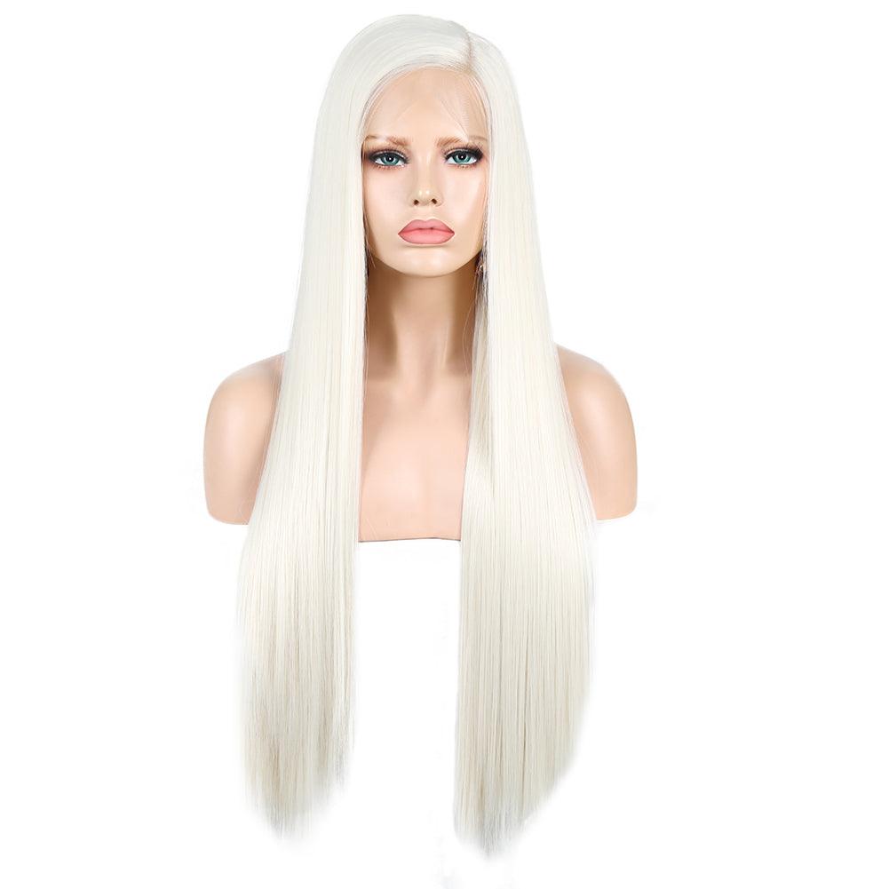 Glamorous White Long Straight Hair Lace Wig - VitaGlow Beauty Co.