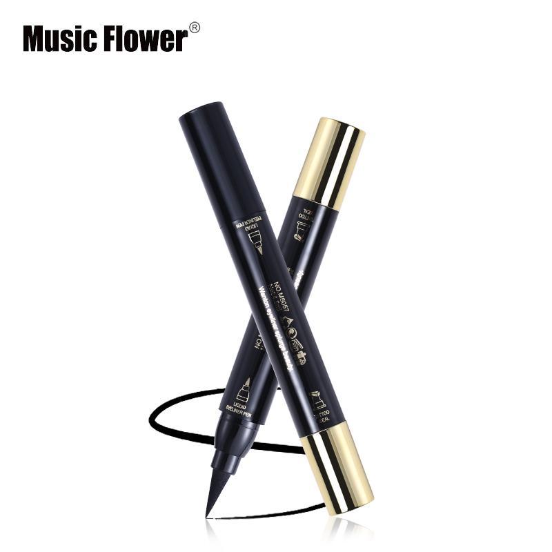 Music Flower Brand Eyes Makeup Tattoo Seal Liquid Eyeliner Pen Waterproof Matte Black Stamp Wanton Eye Liners 24HR Long-lasting - VitaGlow Beauty Co.