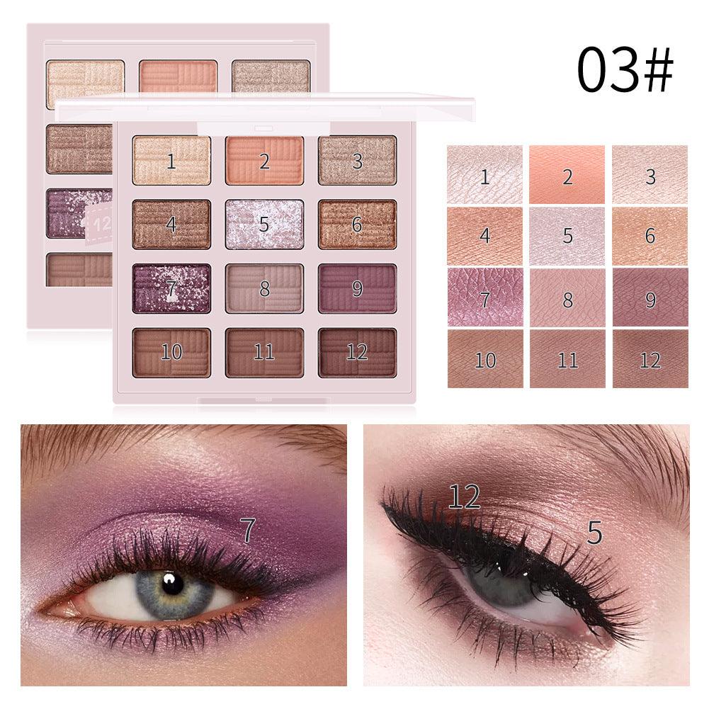 Romantic Beauty 12 Color Eye Shadow Multi Color Eye Brightening Lasting Modification Waterproof Pearl Eye Shadow Plate - VitaGlow Beauty Co.